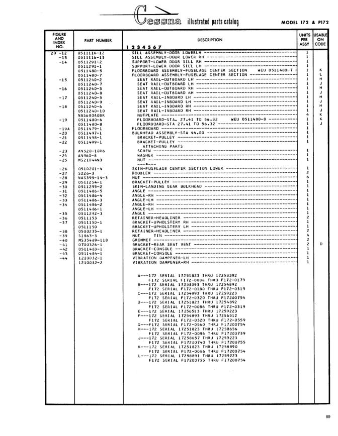 Illustrated parts diagram for 0511240-2 (SEAT RAIL-OUTBOARD LH), IPC page 159