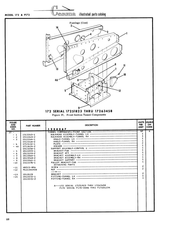 Illustrated parts diagram for 0513359-2 (BRACKET AFT), IPC page 180