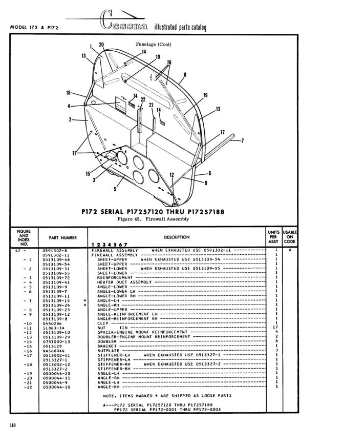 Illustrated parts diagram for 0591302-8 (FIREWALL ASSEMBLY), IPC page 188