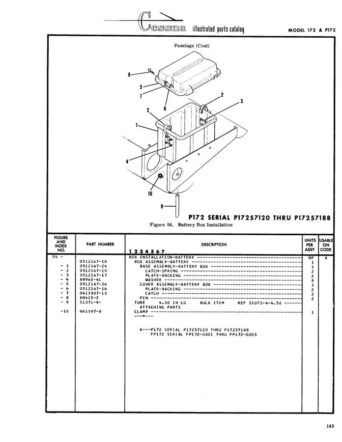 Illustrated parts diagram for 0512167-18 (BOX INSTALLATION-BATTERY), IPC page 213