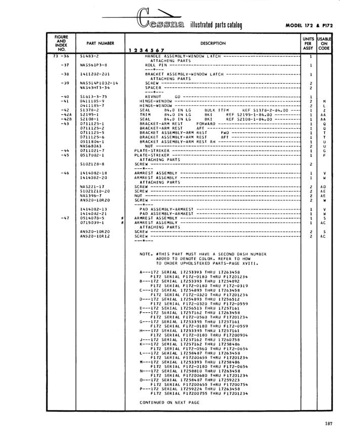 Illustrated parts diagram for 0517002-1 (PLATE-STRIKER ATTACHING PARTS), IPC page 257
