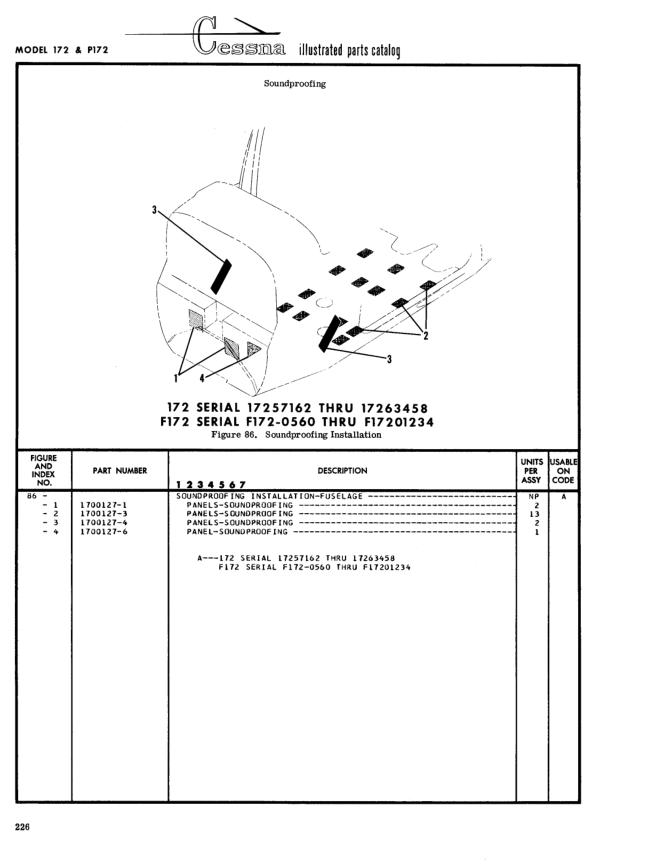 Illustrated parts diagram for 1700127-3 (PANELS-SOUNDPROOFING), IPC page 296