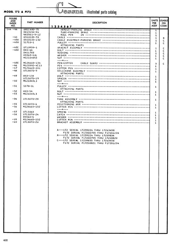 Illustrated parts diagram for 0510105-232 (CABLE ASSEMBLY-PARKING BRAKE), IPC page 472