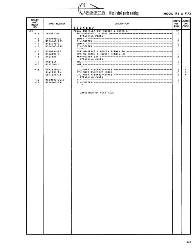 Illustrated parts diagram for 1460320-1 (PEDAL INSTALLATION-RUDDER & BRAKE LH), IPC page 473
