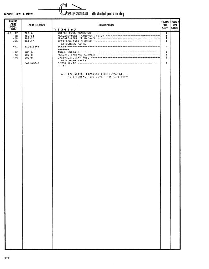Illustrated parts diagram for 782-13 (PLACARD-CIRCUIT BREAKER), IPC page 548